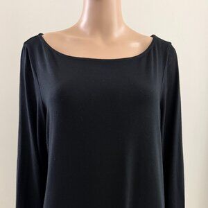 Eileen Fisher Tunic Top Size XL Long Sleeve Black Viscose Blend Essentials